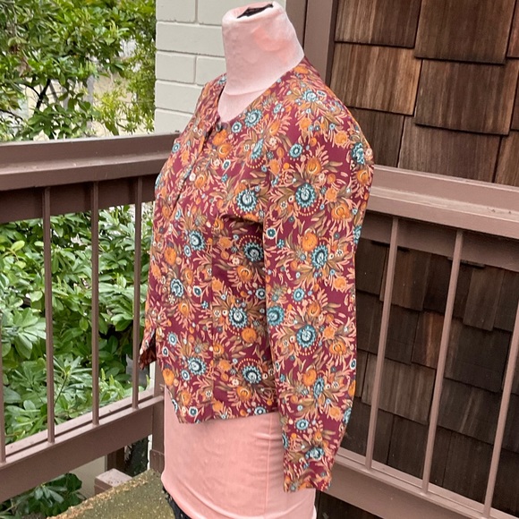 VTG Petite Sophisticate calico floral rayon long sleeve button down blouse, PS - Picture 10 of 14